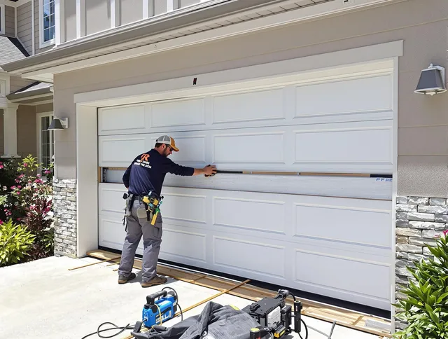 Gastonia Garage Door Repair team performing complete garage door replacement at Gastonia residence