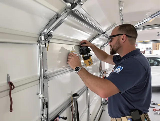 Gastonia Garage Door Repair technician quieting a noisy garage door in Gastonia