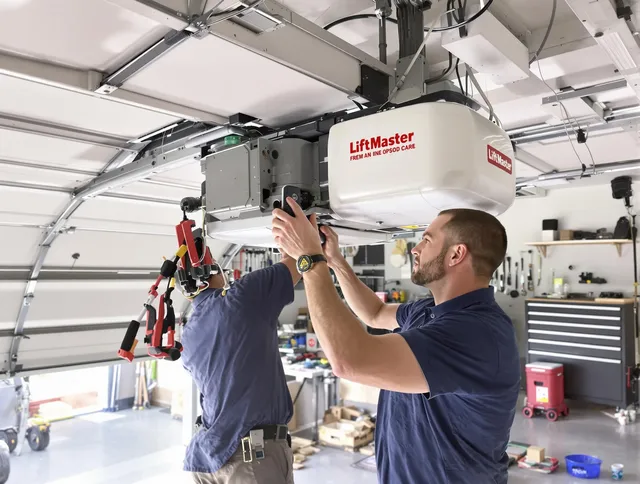 Gastonia Garage Door Repair technician performing advanced diagnostics on garage opener in Gastonia